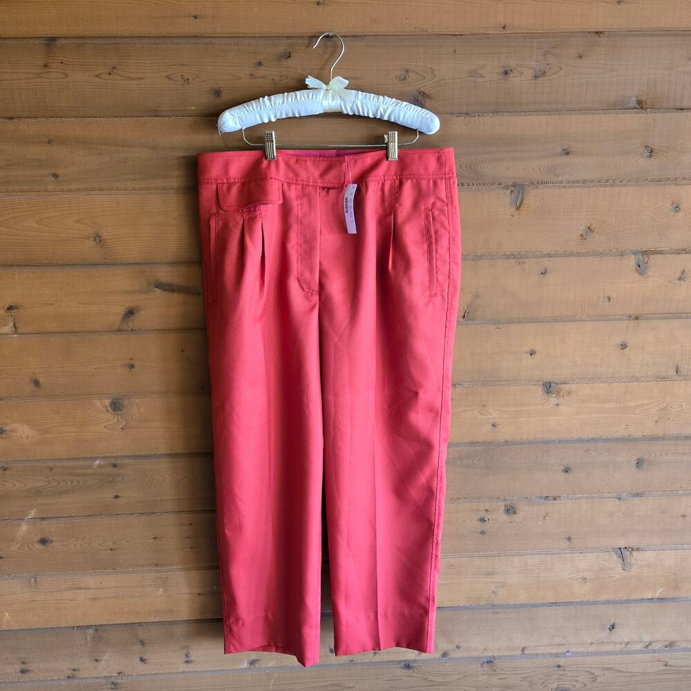 J. Crew Pant Tapered Pleat Front NWT 16 High Rise Bottom Red Trouser Work Casual - Picture 2 of 5